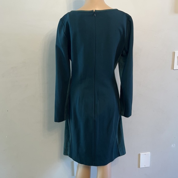 LAUREN Ralph Lauren Ruched Long Sleeve Sheath Dres size 8 Pine Green Faux Suede - Picture 6 of 8